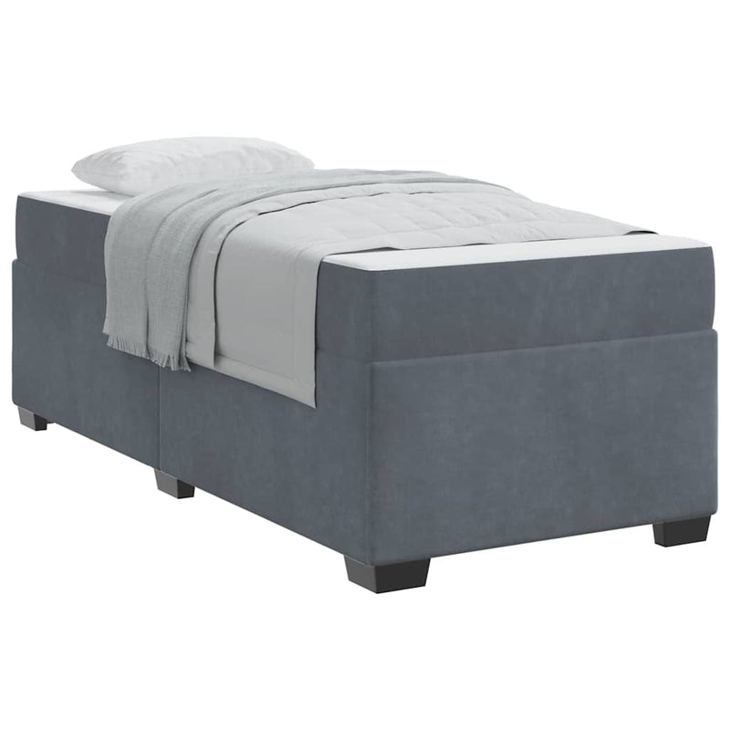vidaXL Bed Frame with Mattress Dark grey 90 x 190 cm Velvet