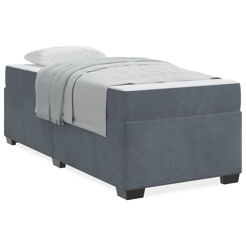 vidaXL Bed Frame with Mattress Dark grey 90 x 190 cm Velvet