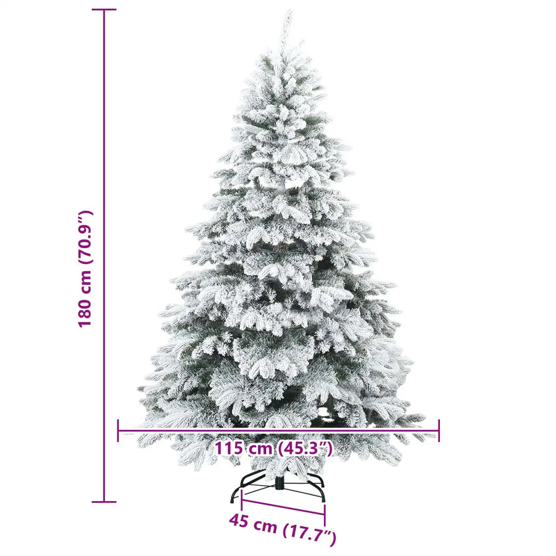 Artificial Hinged Christmas Tree Snow Flocked White 180 cm