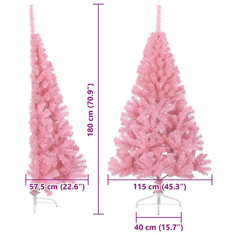 Artificial Pre-lit Christmas Tree with 300 LEDs Pink 180 cm PVC