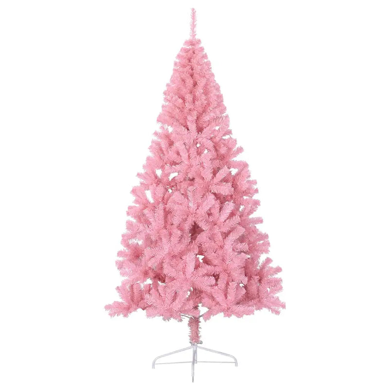 Artificial Pre-lit Christmas Tree with 300 LEDs Pink 210 cm PVC