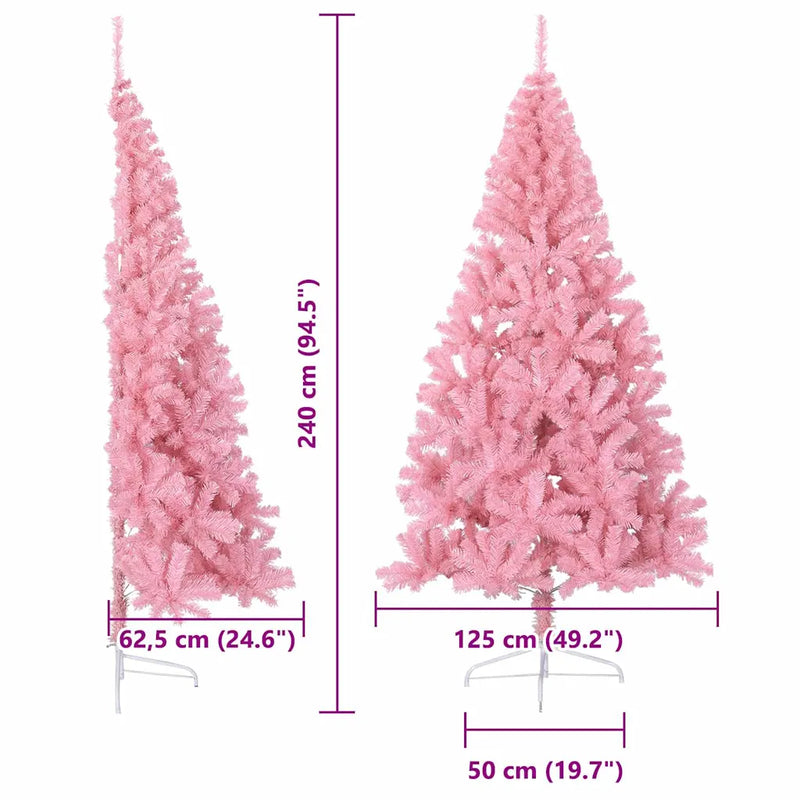 Artificial Pre-lit Christmas Tree with 300 LEDs Pink 240 cm PVC