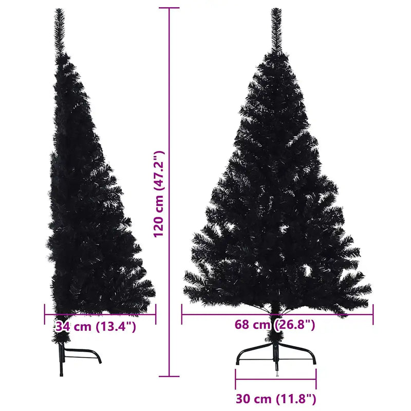 Artificial Pre-lit Christmas Tree Black 120 cm PVC