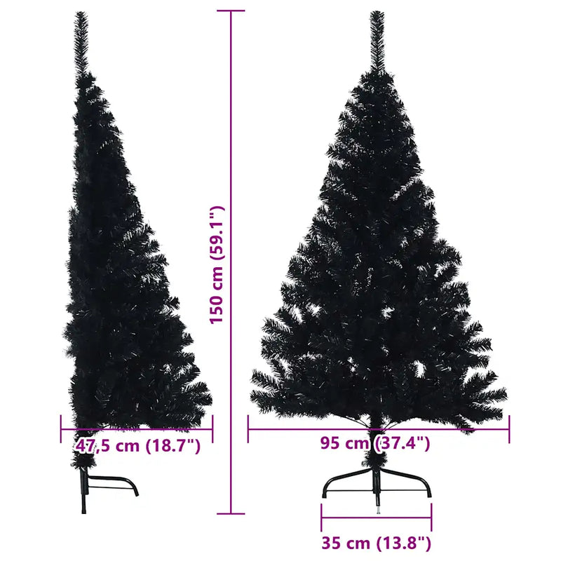 Artificial Pre-lit Christmas Tree Black 150 cm PVC