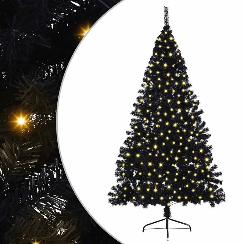 Artificial Pre-lit Christmas Tree Black 180 cm PVC