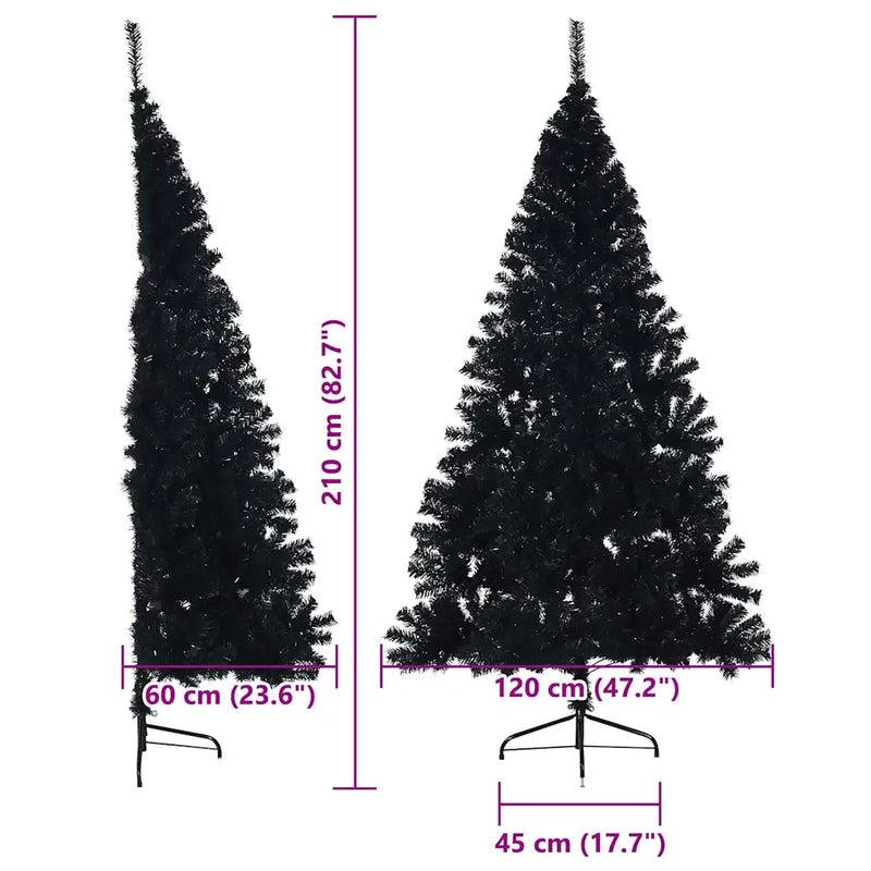 Artificial Pre-lit Christmas Tree Black 210 cm PVC