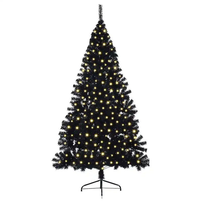 Artificial Pre-lit Christmas Tree Black 240 cm PVC