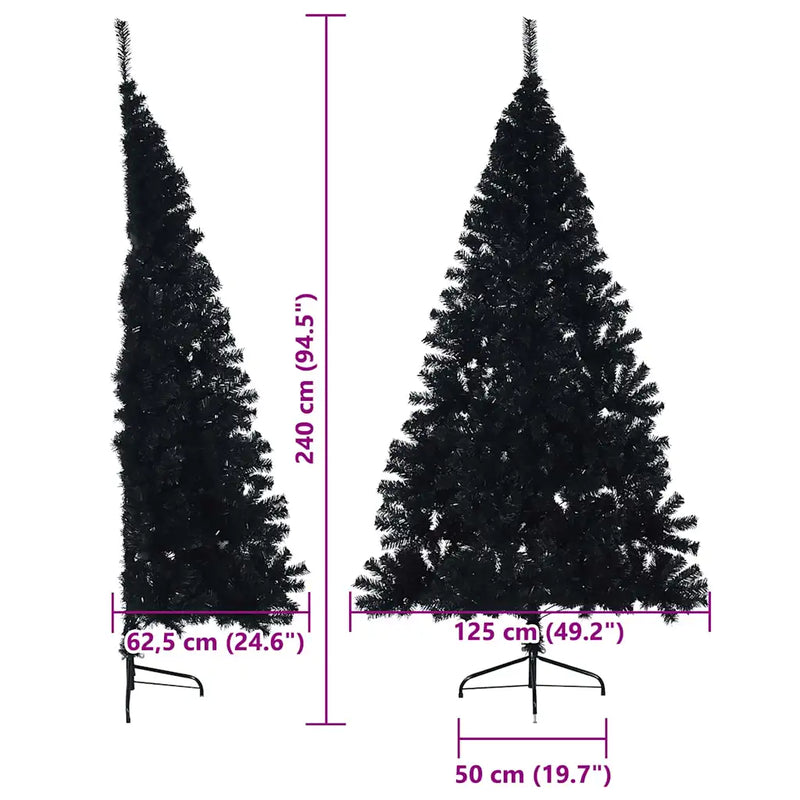 Artificial Pre-lit Christmas Tree Black 240 cm PVC