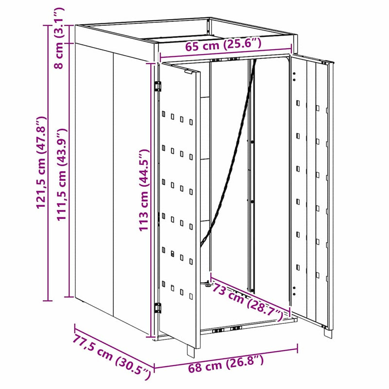 Wheelie Bin Storage with Planter Roof for Single 240L Bin