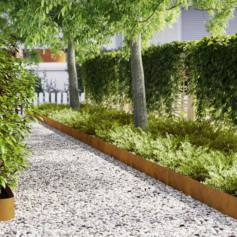 vidaXL Lawn Edging 30 pcs Rusty 103 x 0.05 x 20 cm Weathering Steel
