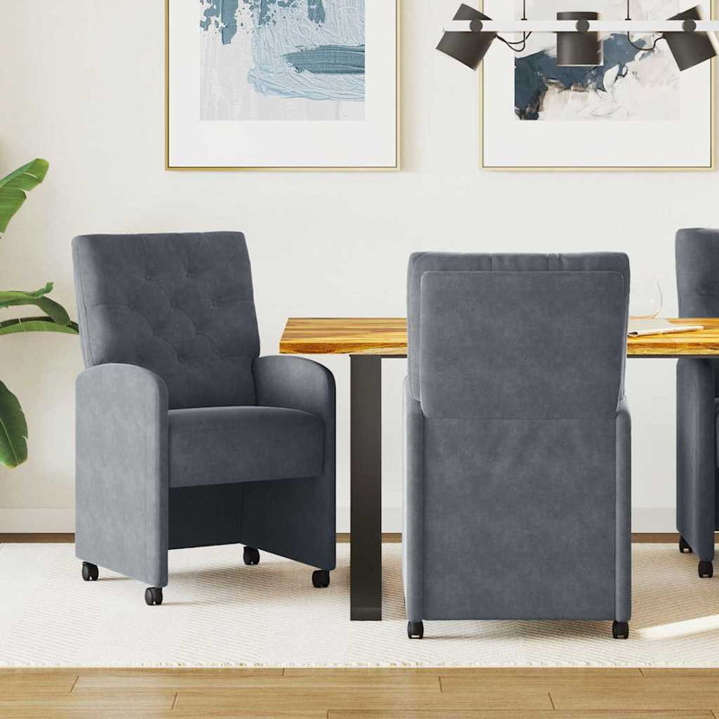 vidaXL Dining Chairs with Wheels 2 pcs Dark grey 58 x 67 x 97 cm
