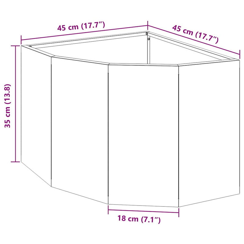 vidaXL Corner Planter Rusty 45 x 45 x 35 cm Weathering steel