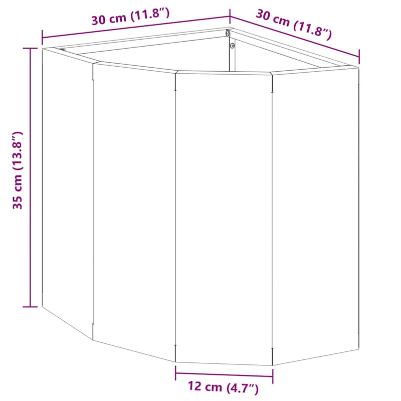 vidaXL Corner Planter Rusty 30 x 30 x 35 cm Weathering steel
