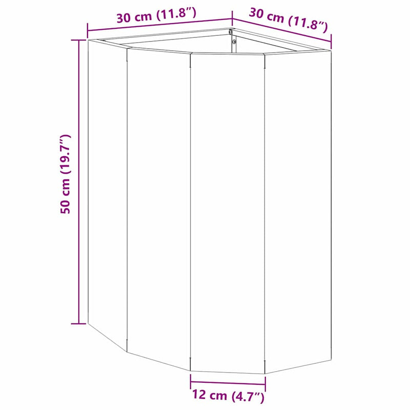 vidaXL Corner Planter Rusty 30 x 30 x 50 cm Weathering steel