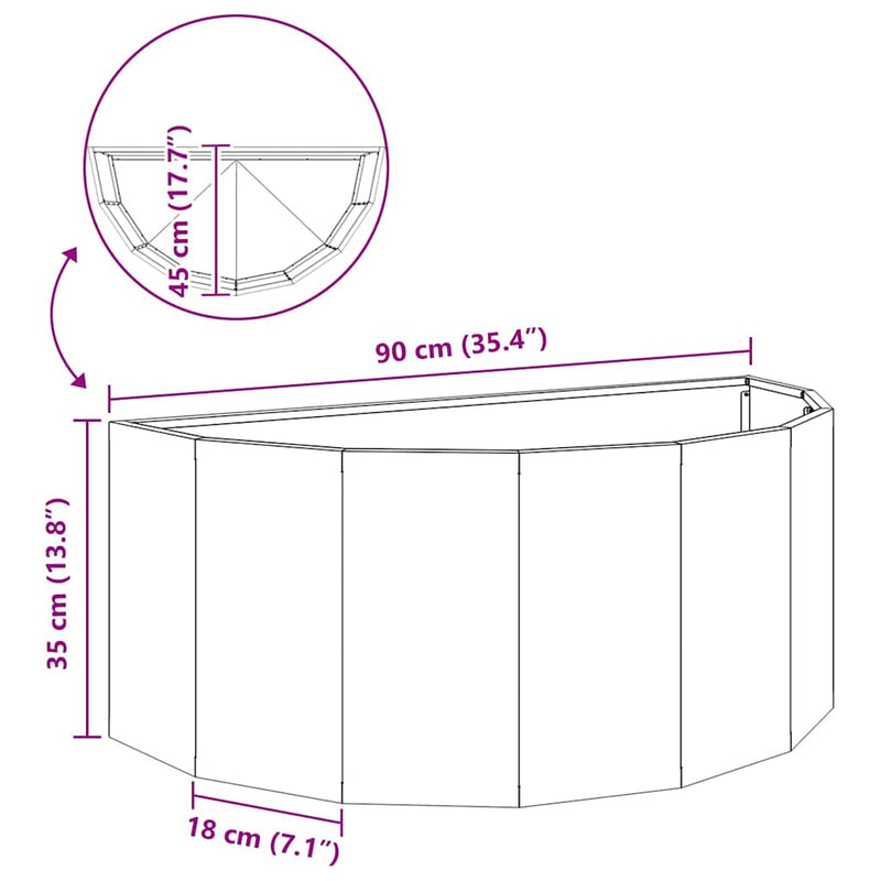 vidaXL Planter Rusty 90 x 45 x 35 cm Weathering Steel