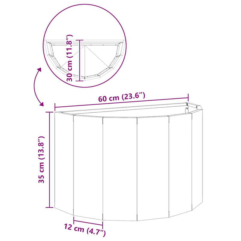 vidaXL Planter Rusty 60 x 30 x 35 cm Weathering Steel