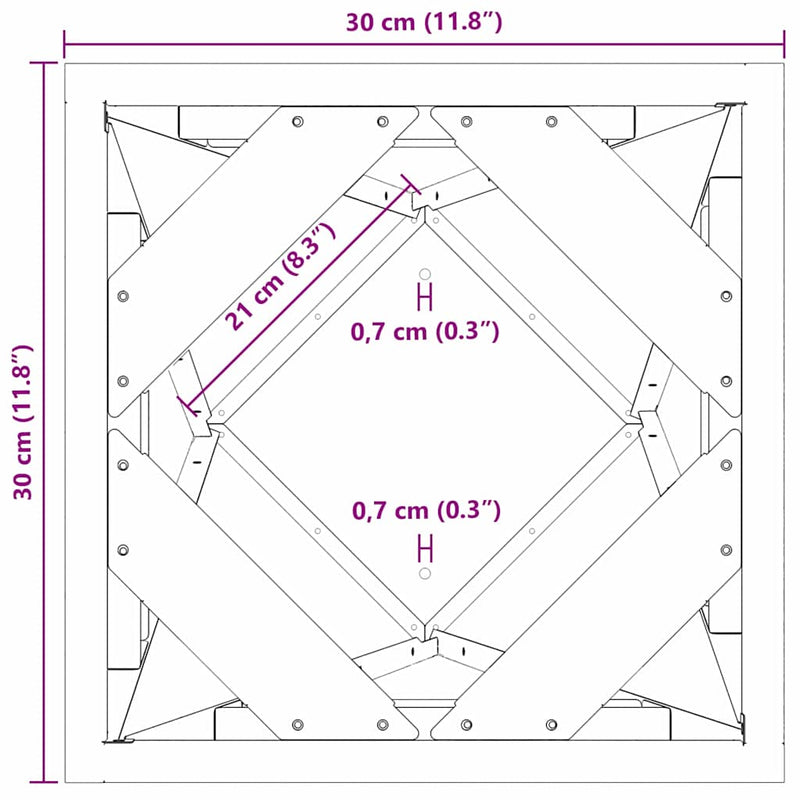 vidaXL Planter Black 30 x 30 x 75 cm Steel