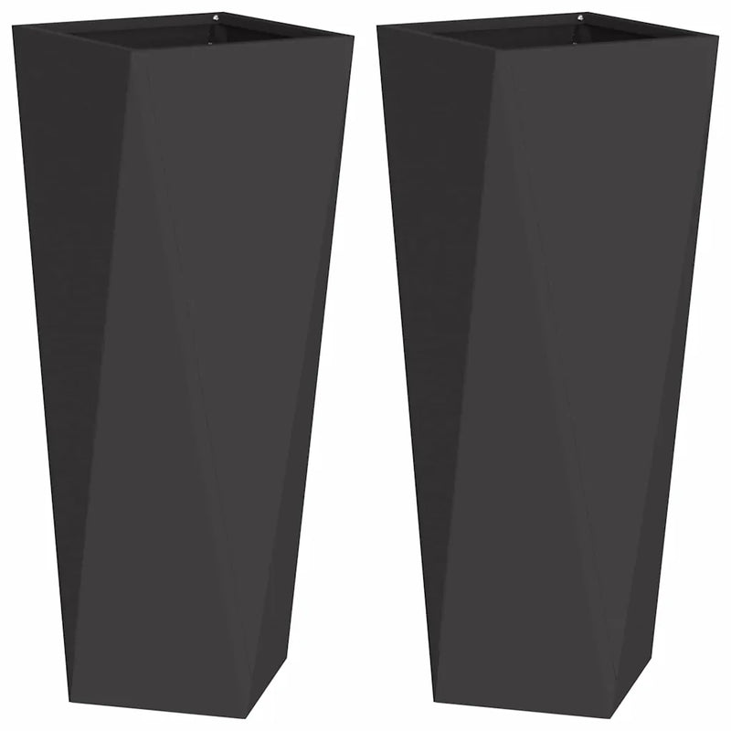 Planter 2 pcs Black 30 x 30 x 75 cm Steel