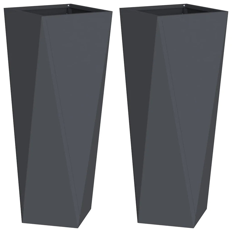Planter 2 pcs Anthracite 30 x 30 x 75 cm Steel