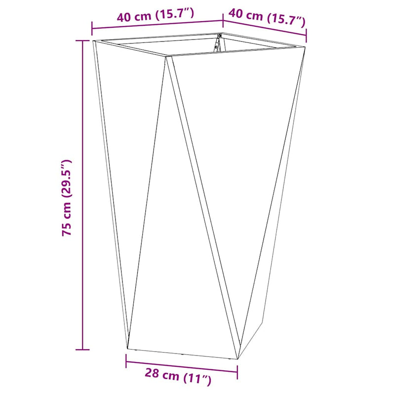 vidaXL Planter Black 40 x 40 x 75 cm Steel