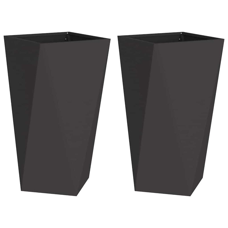 vidaXL Planter 2 pcs Black 40 x 40 x 75 cm Steel