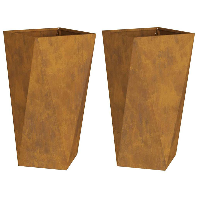 vidaXL Planter 2 pcs Rusty 40 x 40 x 75 cm Weathering Steel
