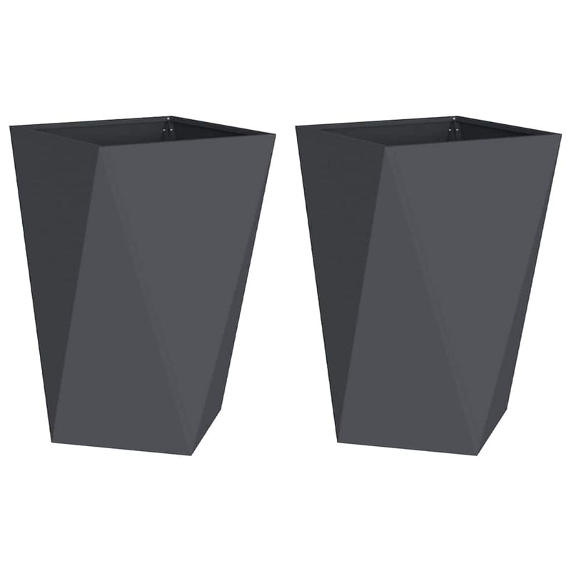 vidaXL Planter 2 pcs Anthracite 50 x 50 x 75 cm Steel