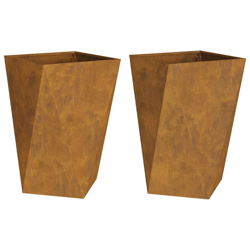 vidaXL Planter 2 pcs Rusty 50 x 50 x 75 cm Weathering Steel