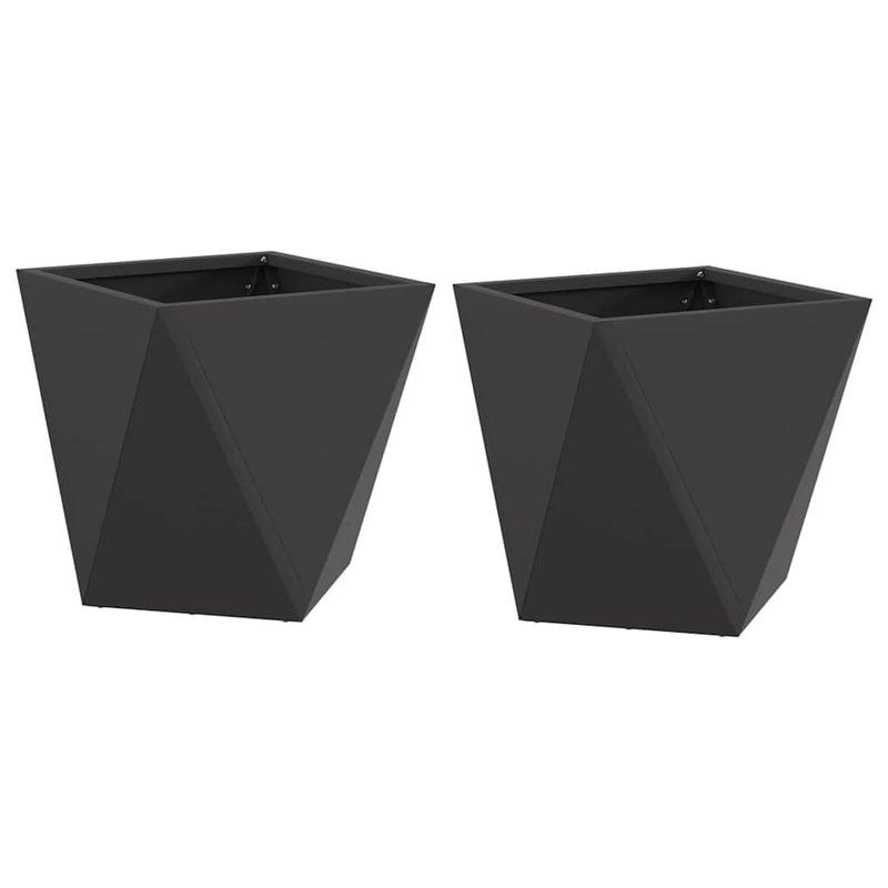 vidaXL Planter 2 pcs Black 30 x 30 x 30 cm Steel
