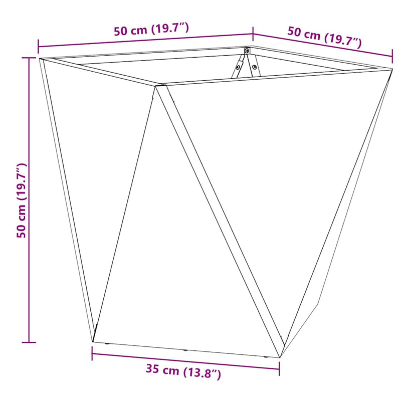 vidaXL Planter 2 pcs Anthracite 50 x 50 x 50 cm Steel