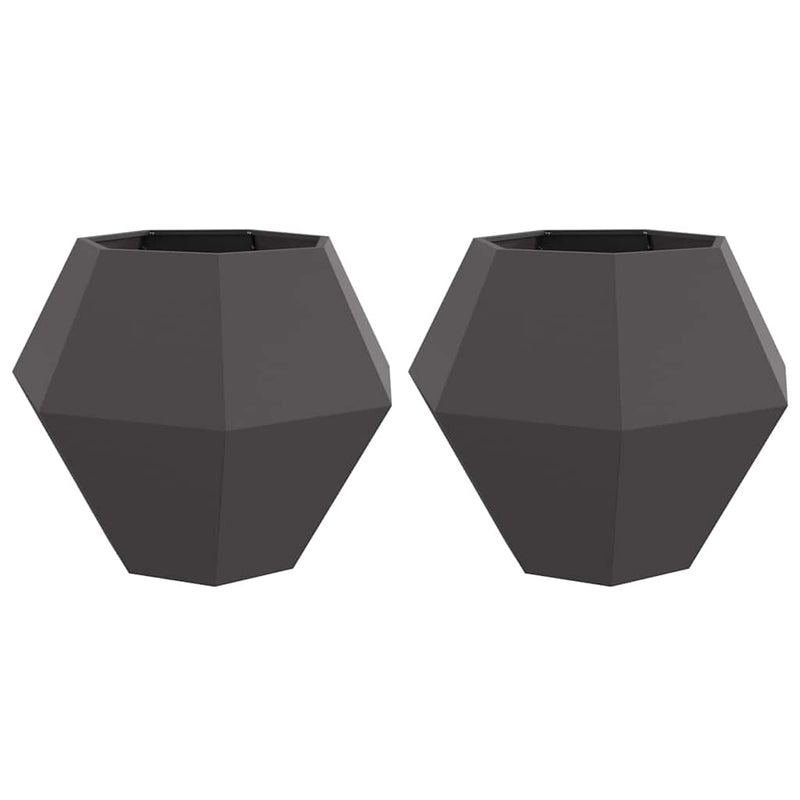 vidaXL Planter 2 pcs Black 100 x 100 x 80 cm Steel