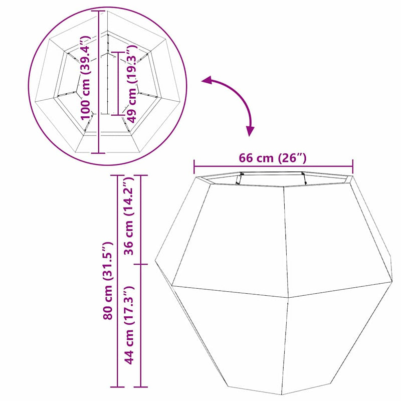 vidaXL Planter Anthracite 100 x 100 x 80 cm Steel
