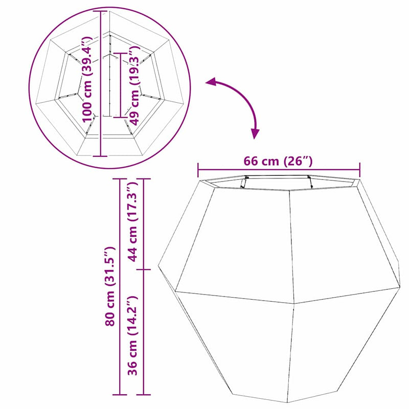 vidaXL Planter 2 pcs Anthracite 100 x 100 x 80 cm Steel