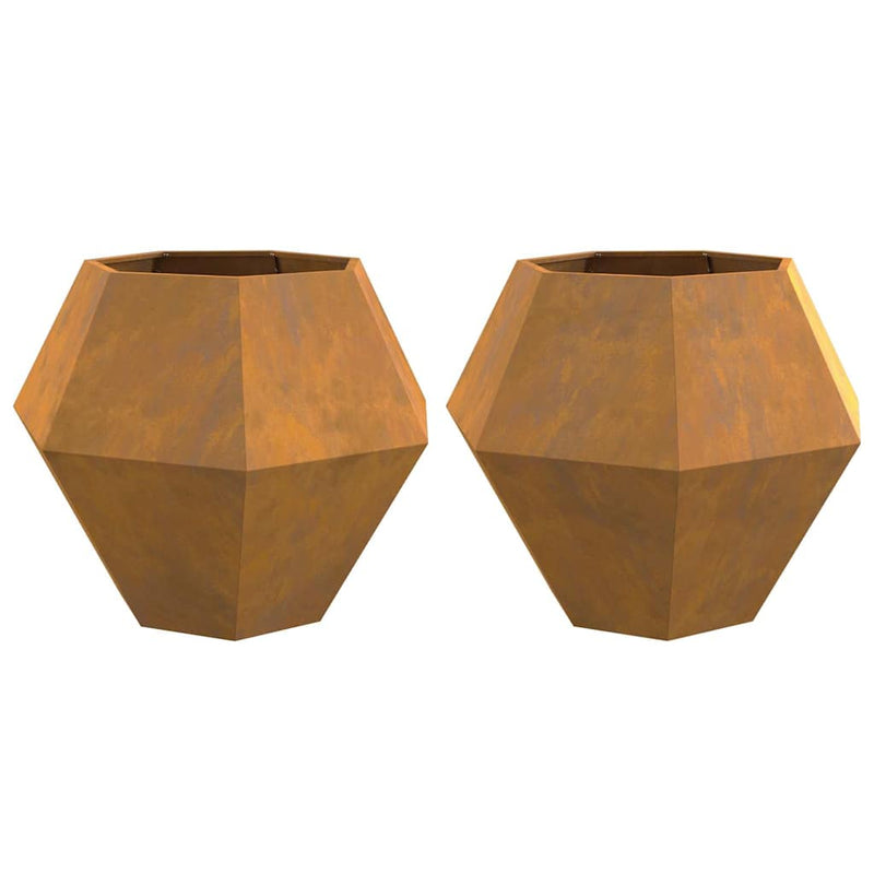 vidaXL Planter 2 pcs Rusty 100 x 100 x 80 cm Weathering Steel