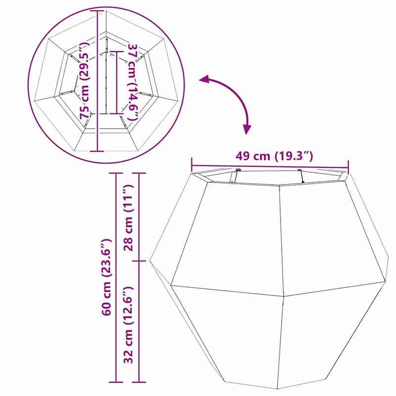 vidaXL Planter Anthracite 75 x 75 x 60 cm Steel