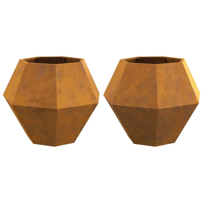 vidaXL Planter 2 pcs Rusty 75 x 75 x 60 cm Weathering Steel