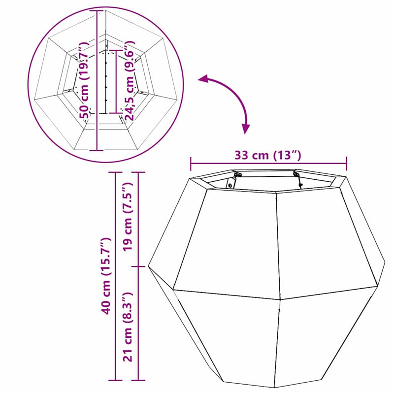 vidaXL Planter 2 pcs Anthracite 50 x 50 x 40 cm Steel