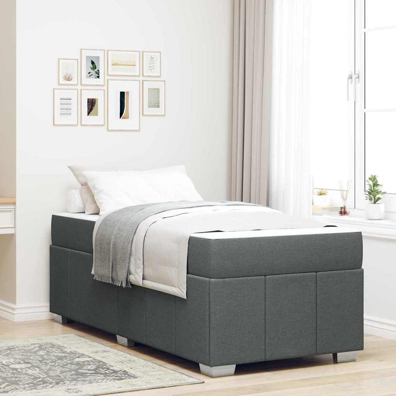 vidaXL Bed Frame with Mattress Dark grey 90 x 190 cm Fabric