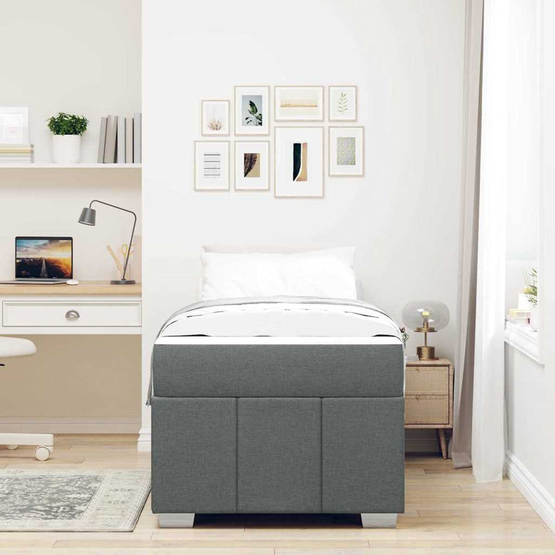 vidaXL Bed Frame with Mattress Dark grey 90 x 190 cm Fabric