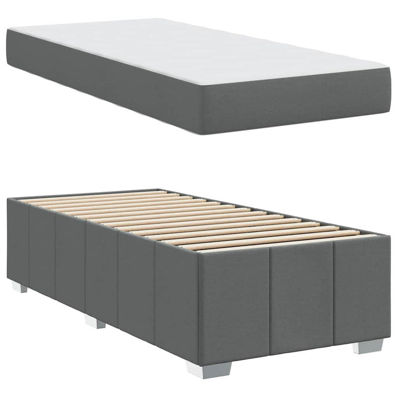 vidaXL Bed Frame with Mattress Dark grey 90 x 190 cm Fabric