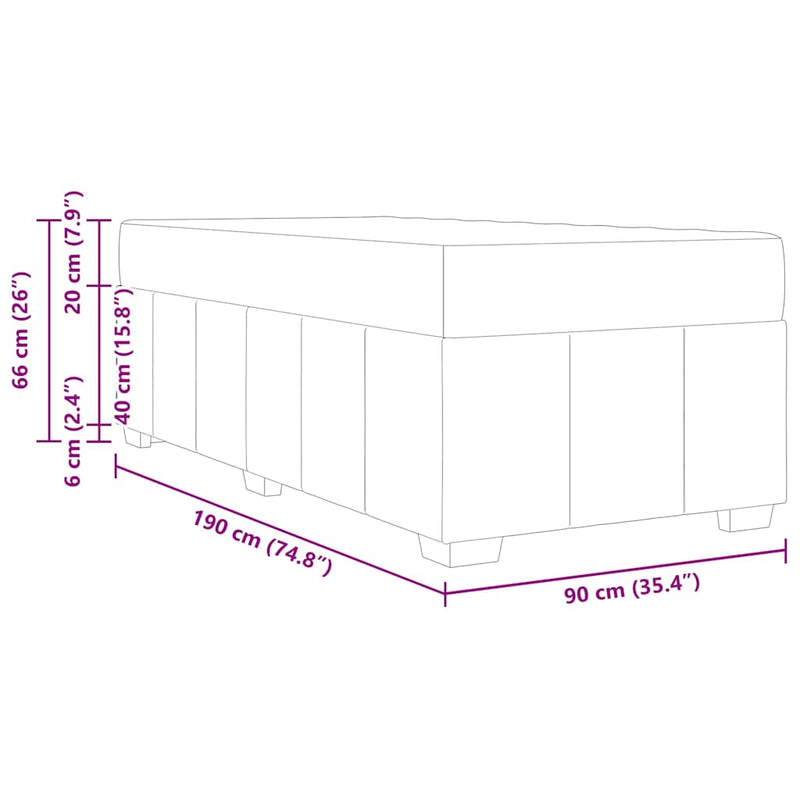 vidaXL Bed Frame with Mattress Dark grey 90 x 190 cm Fabric