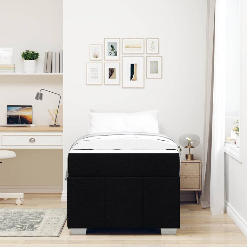 vidaXL Bed Frame with Mattress Black 90 x 190 cm Fabric