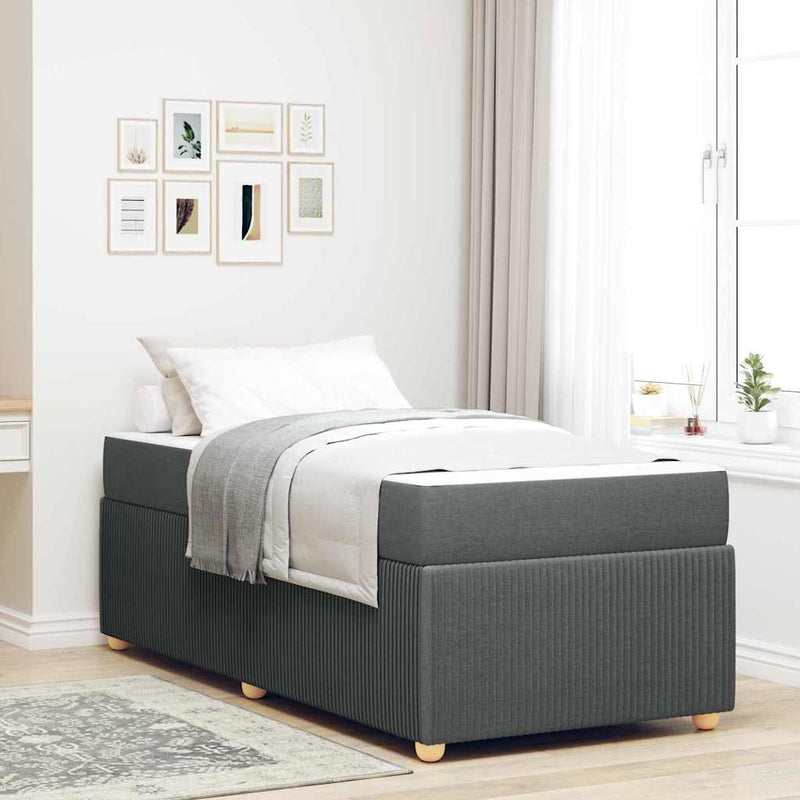 vidaXL Bed Frame with Mattress Dark grey 90 x 190 cm Fabric
