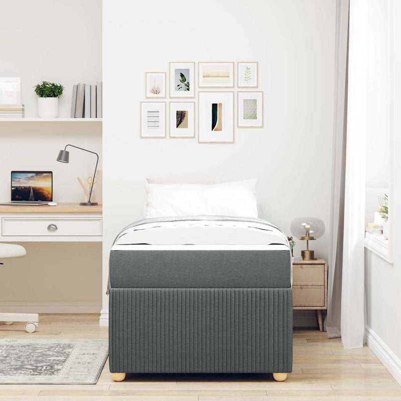vidaXL Bed Frame with Mattress Dark grey 90 x 190 cm Fabric