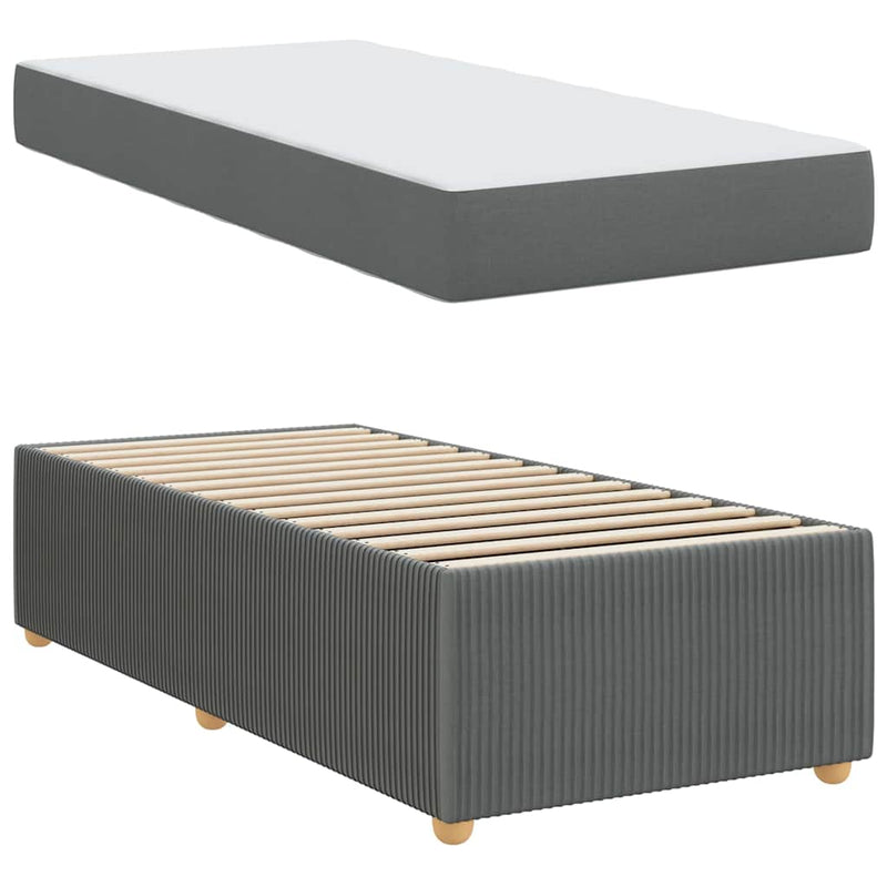 vidaXL Bed Frame with Mattress Dark grey 90 x 190 cm Fabric