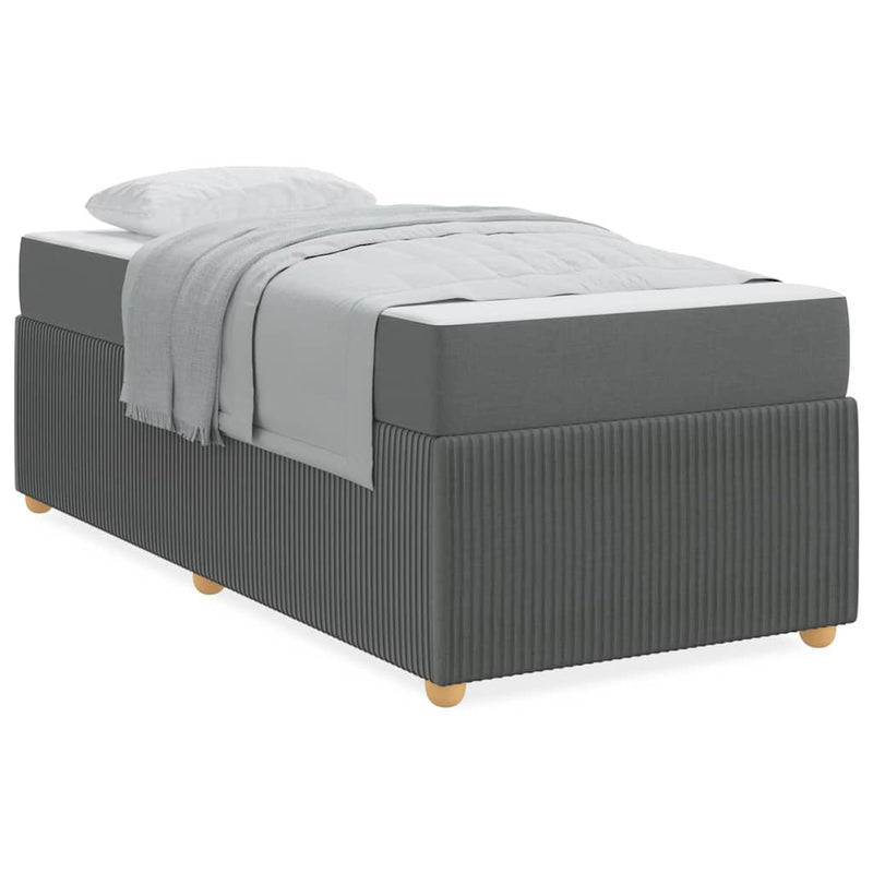 vidaXL Bed Frame with Mattress Dark grey 90 x 190 cm Fabric