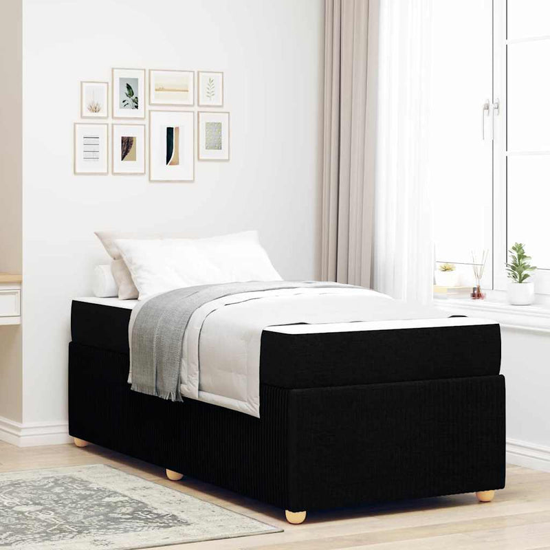 vidaXL Bed Frame with Mattress with Mattress Black 90 x 190 cm Fabric