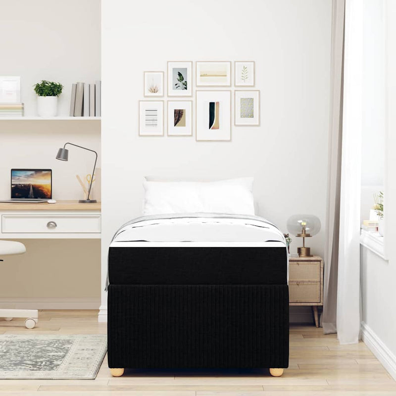 vidaXL Bed Frame with Mattress with Mattress Black 90 x 190 cm Fabric