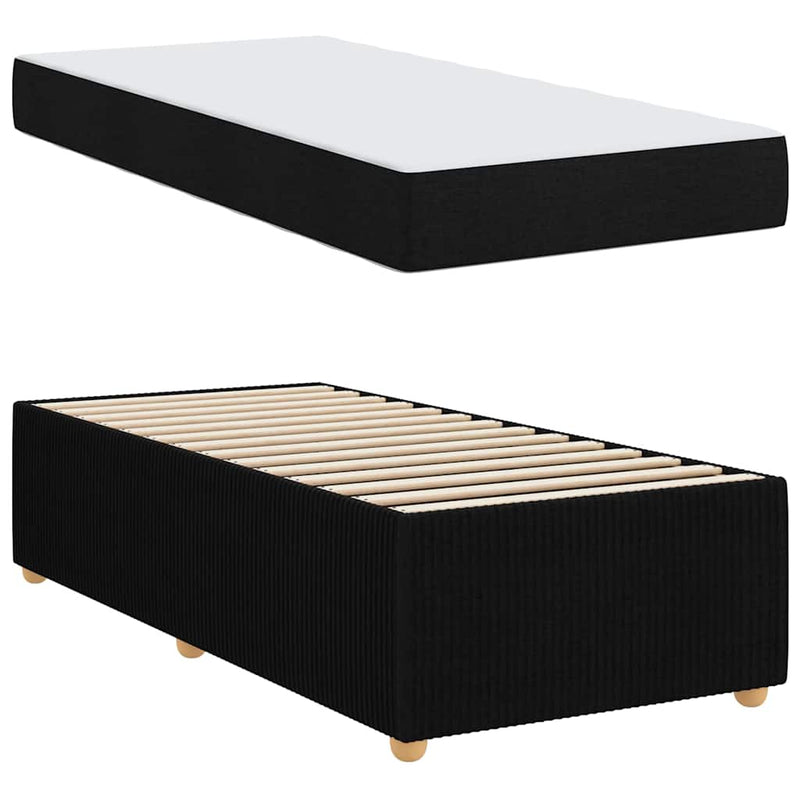 vidaXL Bed Frame with Mattress with Mattress Black 90 x 190 cm Fabric