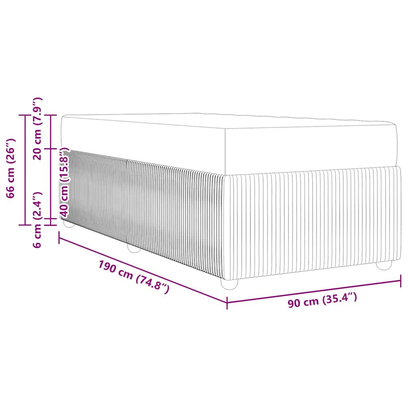 vidaXL Bed Frame with Mattress with Mattress Black 90 x 190 cm Fabric